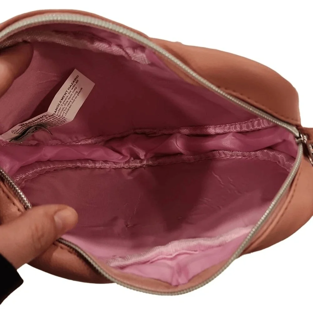 Bebe Pink Heart Crossbody Bag with Plush Texture - Picture 6 of 13